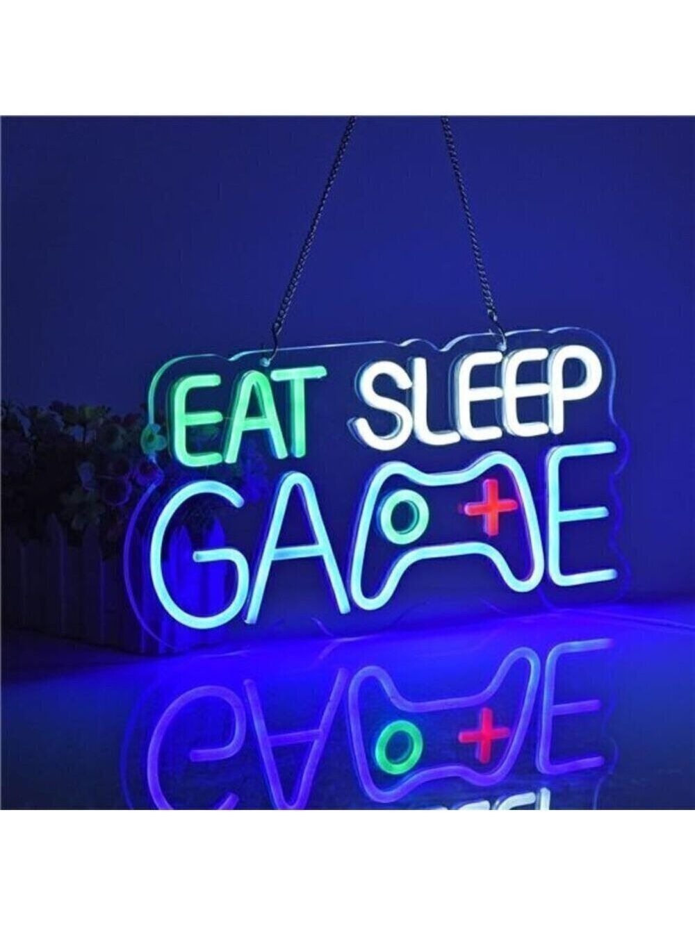 Game Room Decor EAT SLEEP GAME LED Neon Sign Bar Man Cave Bedroom Art Gaming NEW